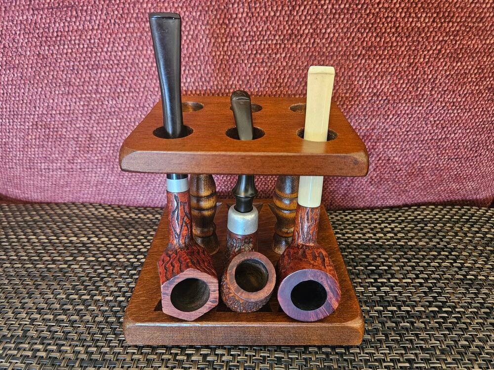 Antique Wood Pipe Rack Cornwall Wood Products Souvenir 6 Place Estate Pipe Rack